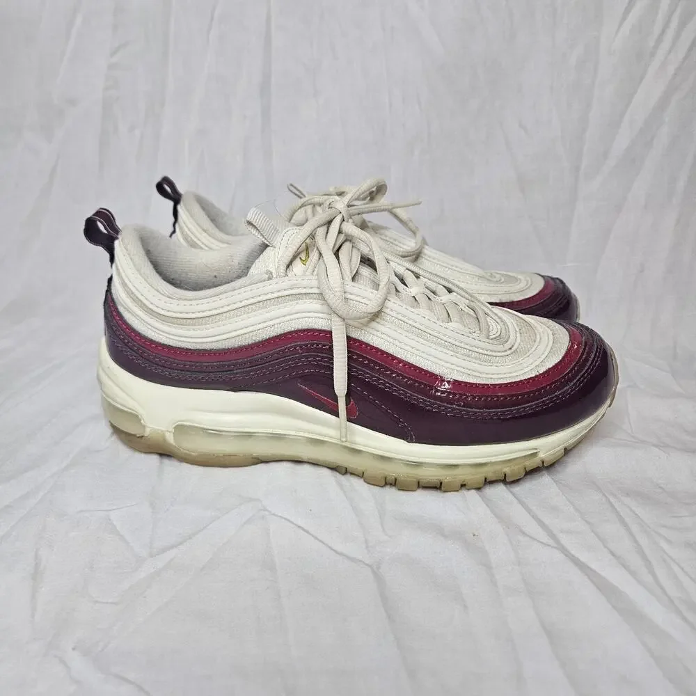 Nike Air Max 97 White Maroon Sneaker Shoes Women's Size 8